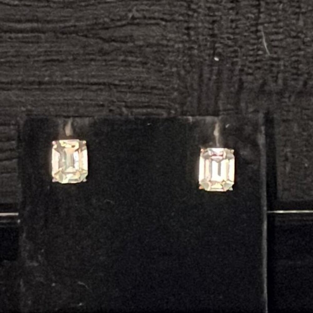 Rectangle Clear Stone Stud Earrings - image 1